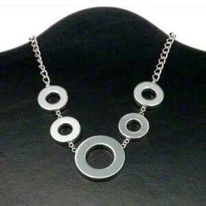 Avant Garde Minimalist Silver Circles Geometric Chain Necklace